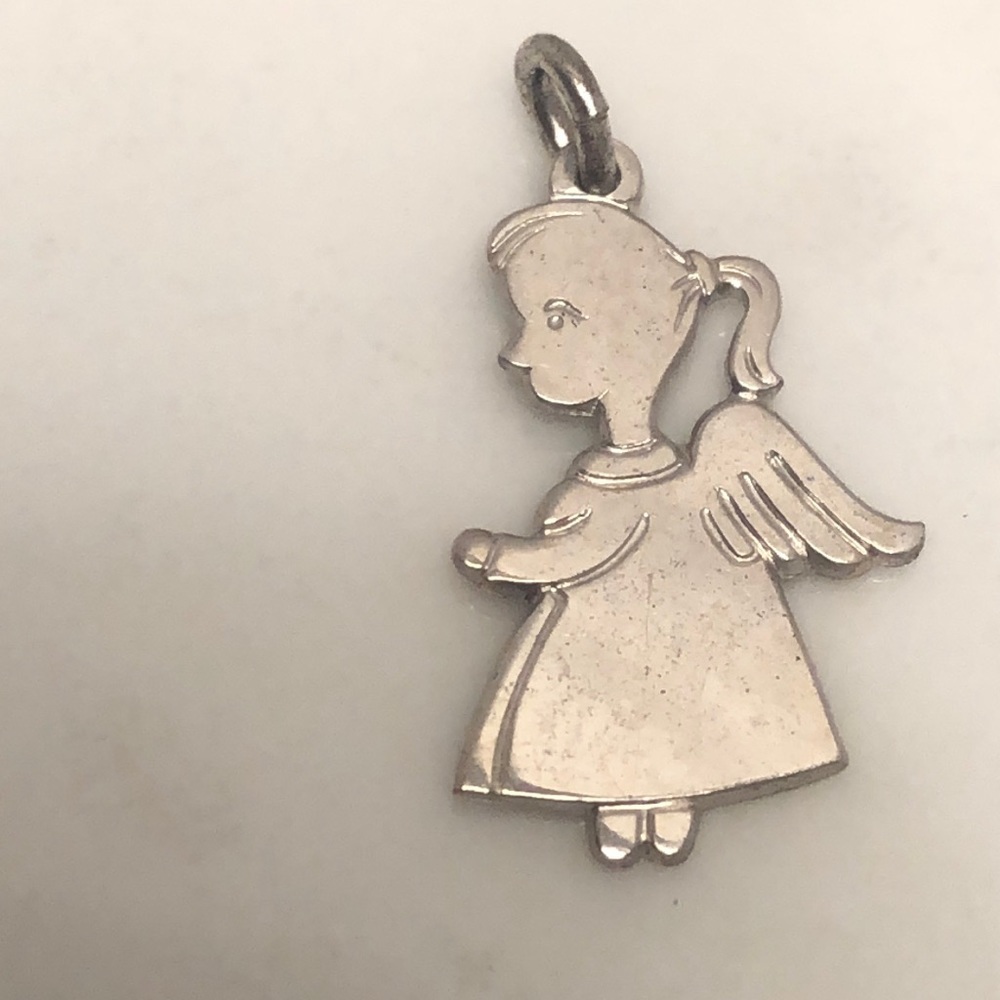 Angel girl sterling silver vintage‎ pendant bracelet charm